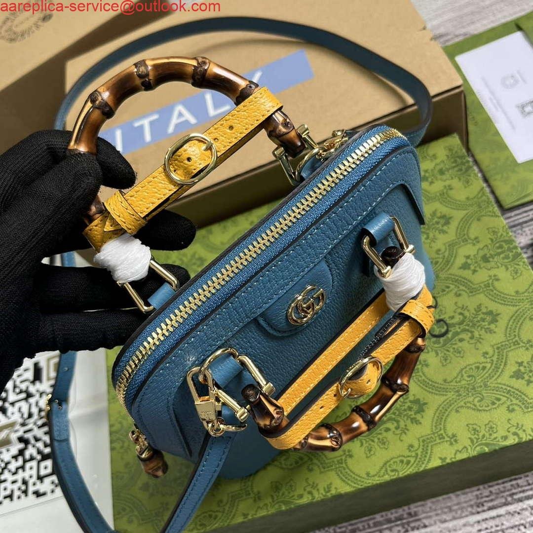 6532889bd03a8.jpg Replica Gucci 715775 Gucci Diana Mini Tote Bag Blue leather