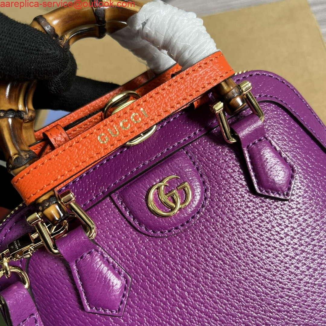 653288c88cbcd.jpg Replica Gucci 715775 Gucci Diana Mini Tote Bag Purple leather