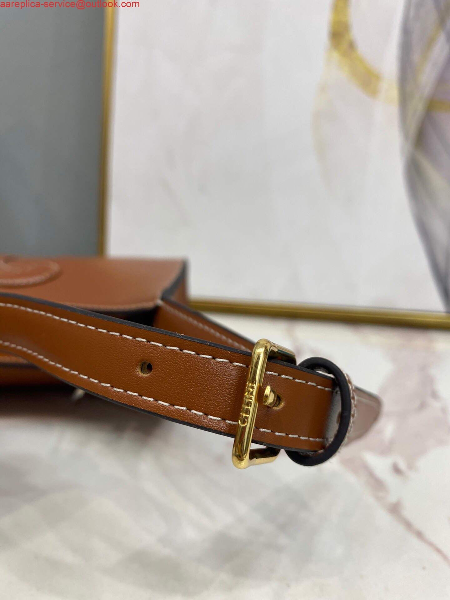 Replica Celine 198153 Shoulder Bag Cuir Triomphe in Smooth Calfskin Brown