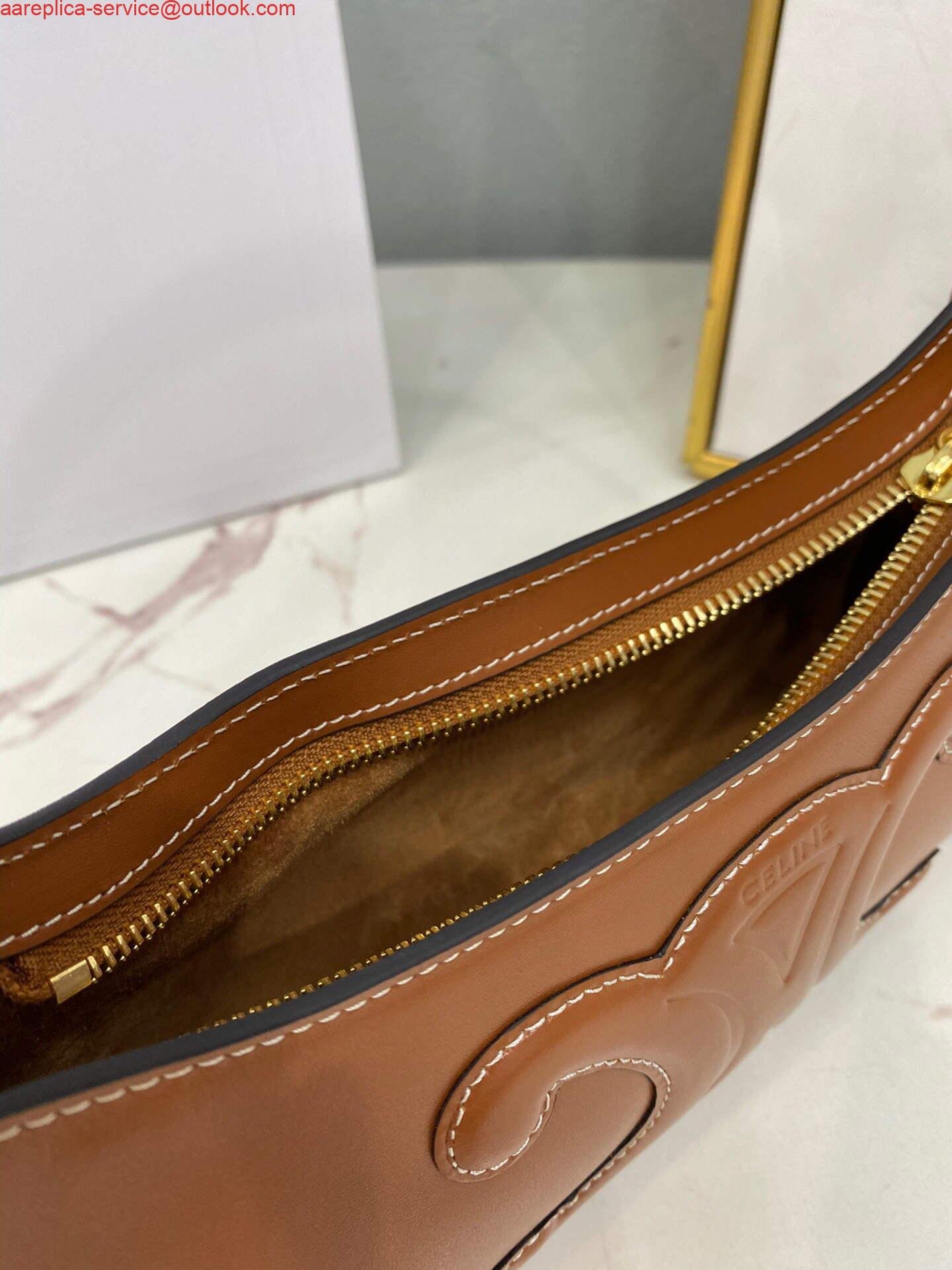Replica Celine 198153 Shoulder Bag Cuir Triomphe in Smooth Calfskin Brown