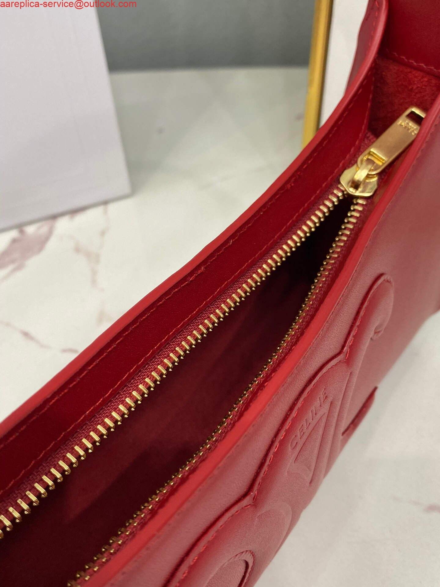 Replica Celine 198153 Shoulder Bag Cuir Triomphe in Smooth Calfskin Red