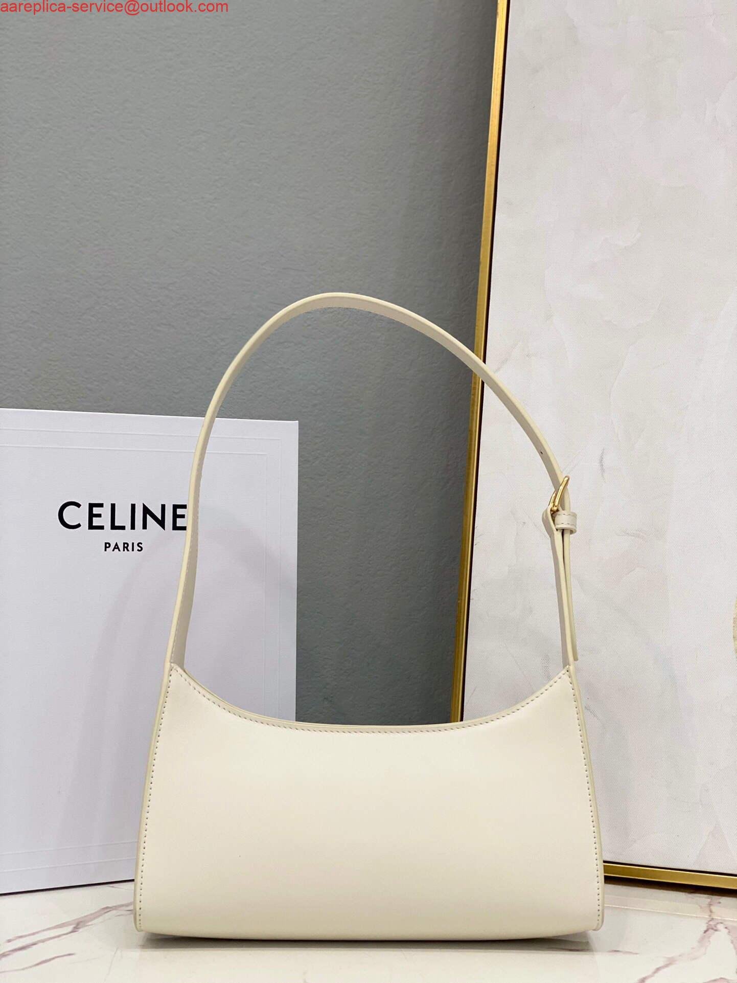 Replica Celine 198153 Shoulder Bag Cuir Triomphe in Smooth Calfskin White