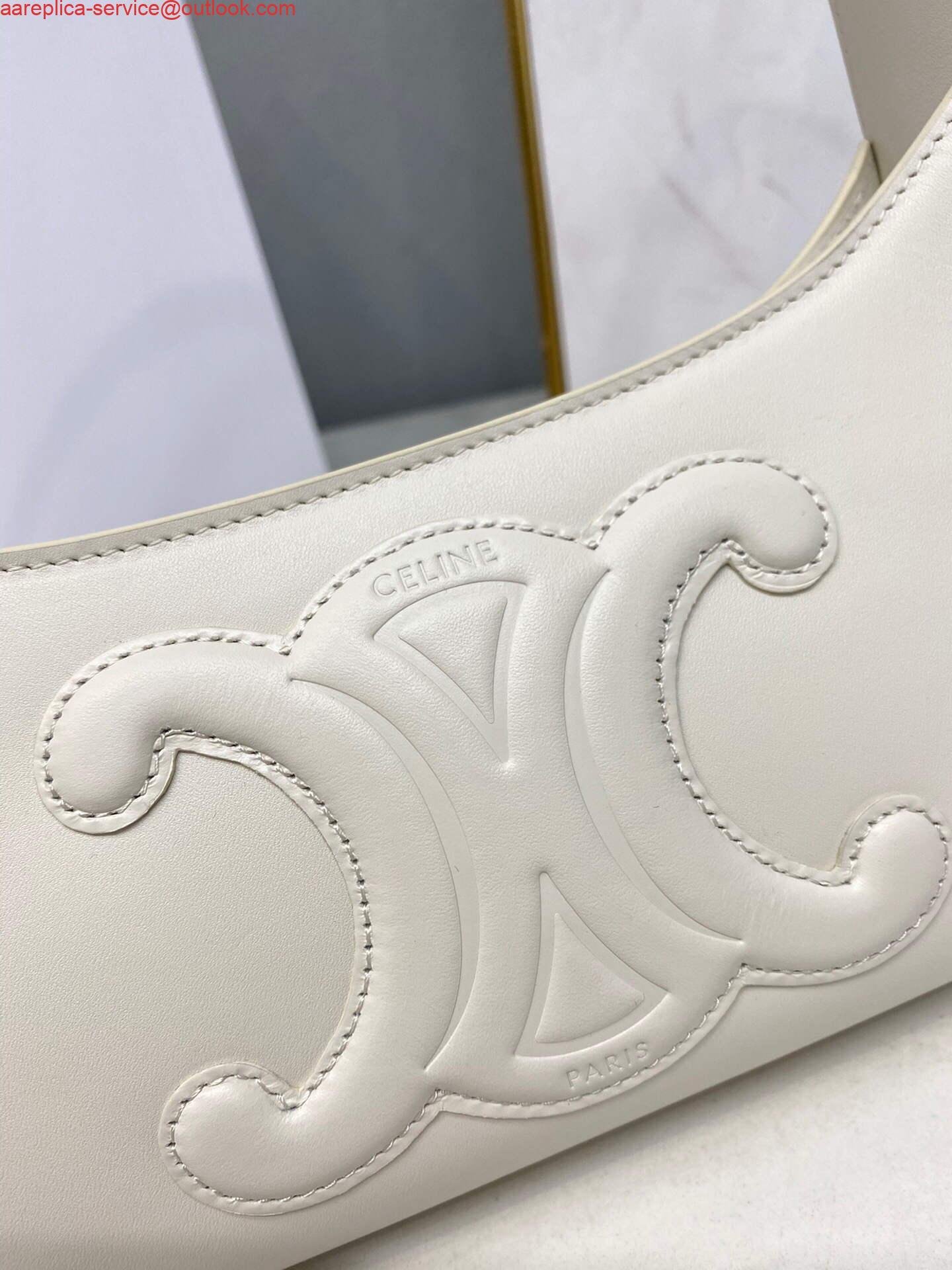 Replica Celine 198153 Shoulder Bag Cuir Triomphe in Smooth Calfskin White