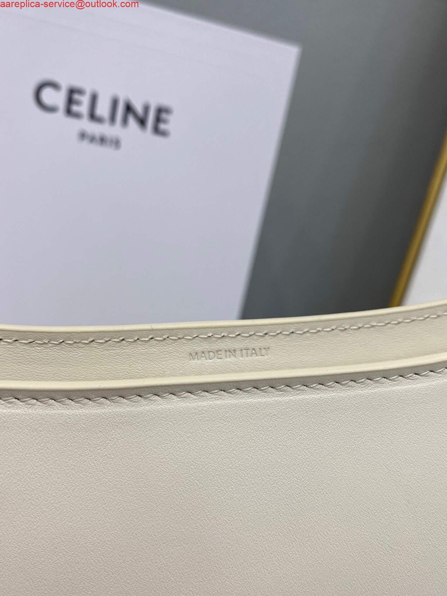 Replica Celine 198153 Shoulder Bag Cuir Triomphe in Smooth Calfskin White