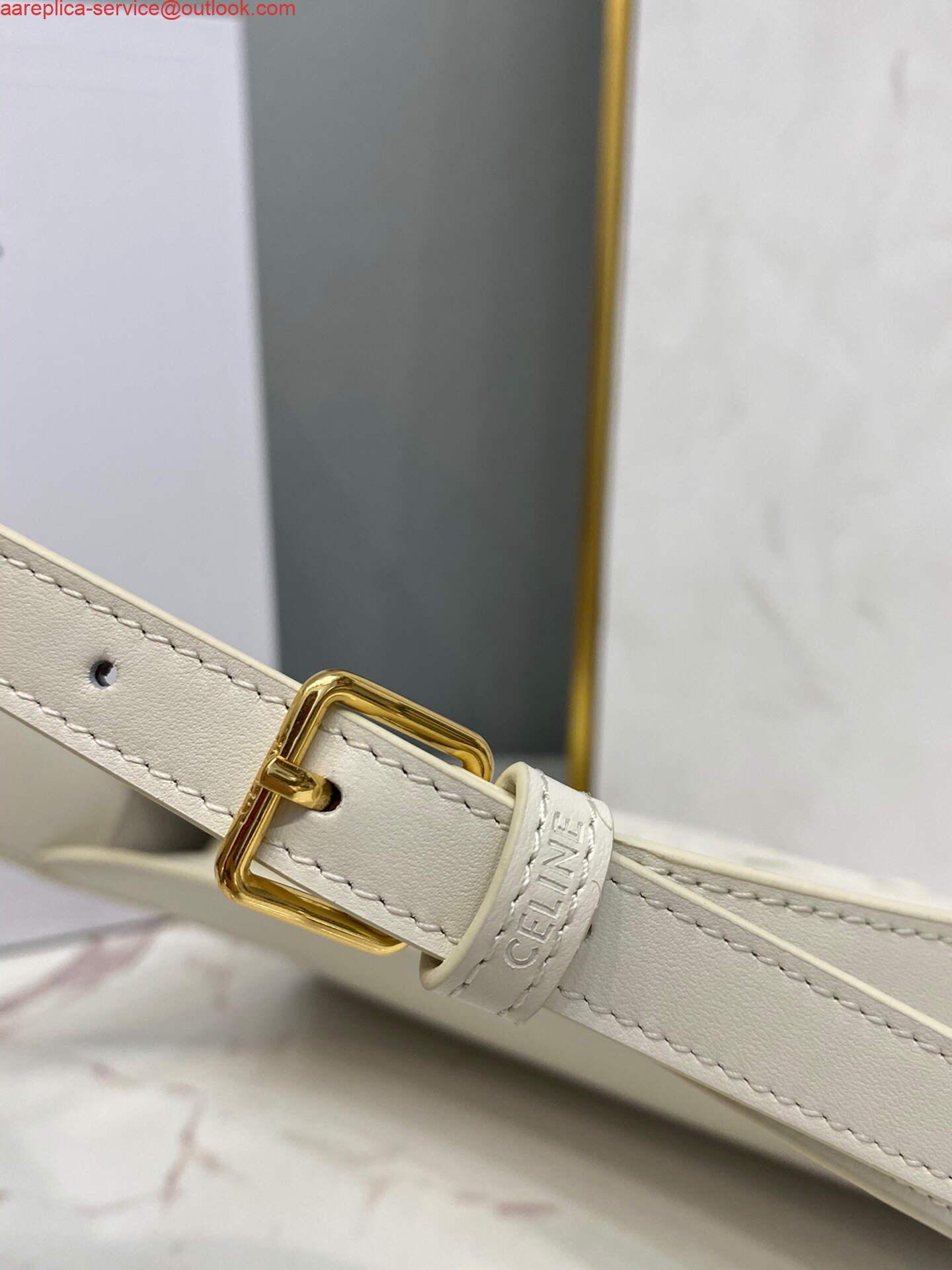 Replica Celine 198153 Shoulder Bag Cuir Triomphe in Smooth Calfskin White