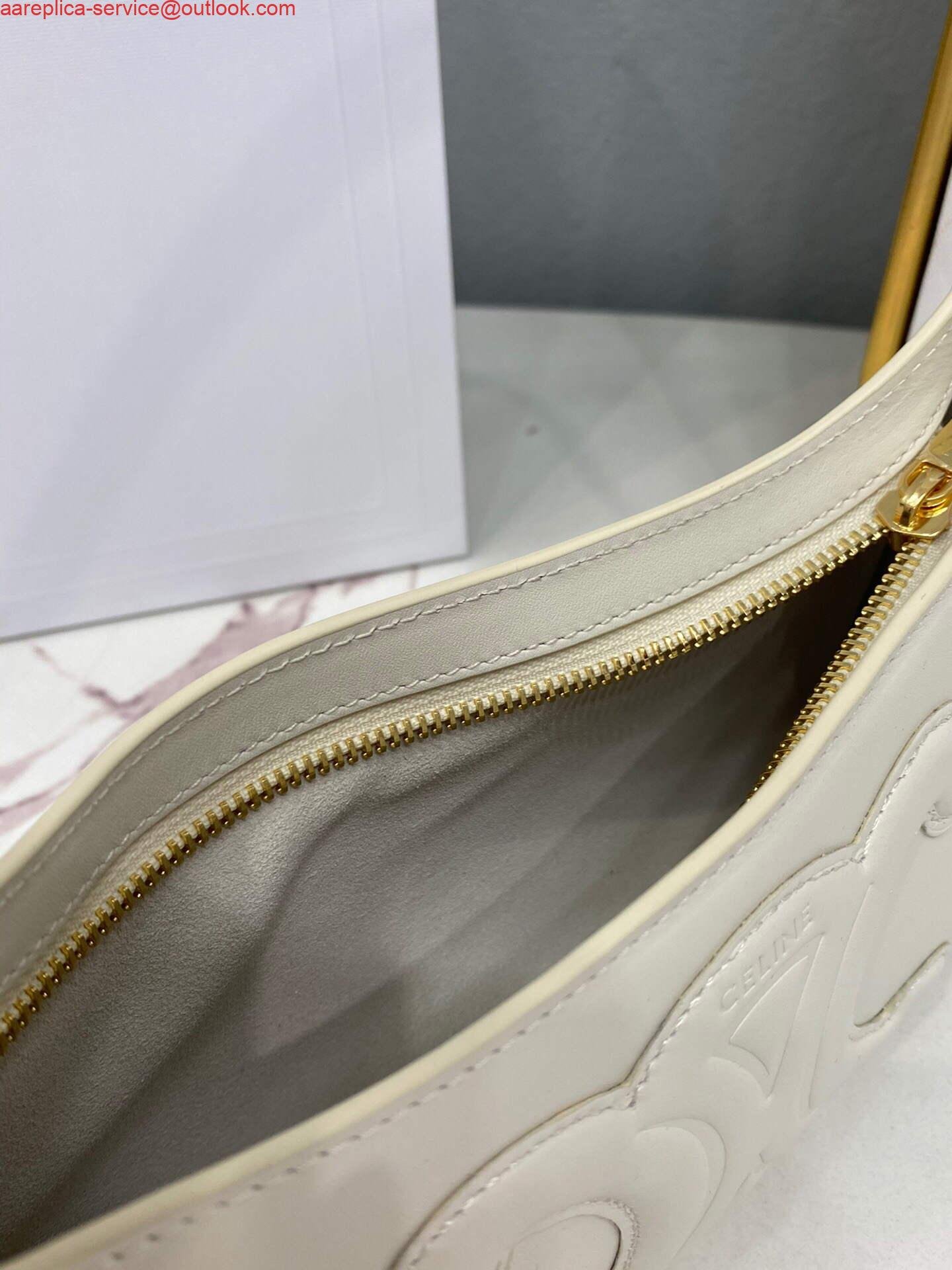 Replica Celine 198153 Shoulder Bag Cuir Triomphe in Smooth Calfskin White