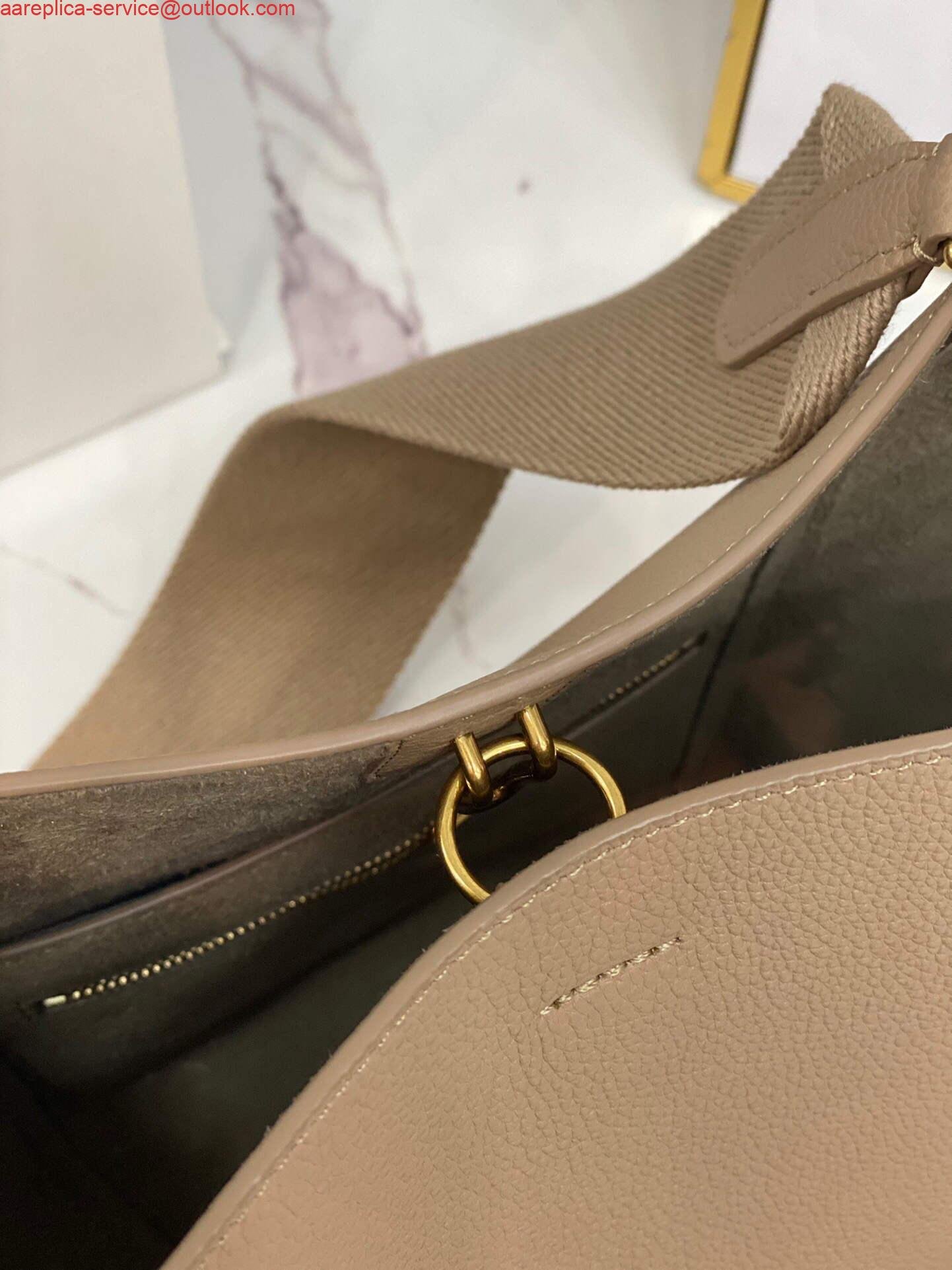 Replica Celine 178303 Sangle Small Bucket Bag in Soft Grained Calfskin Apricot
