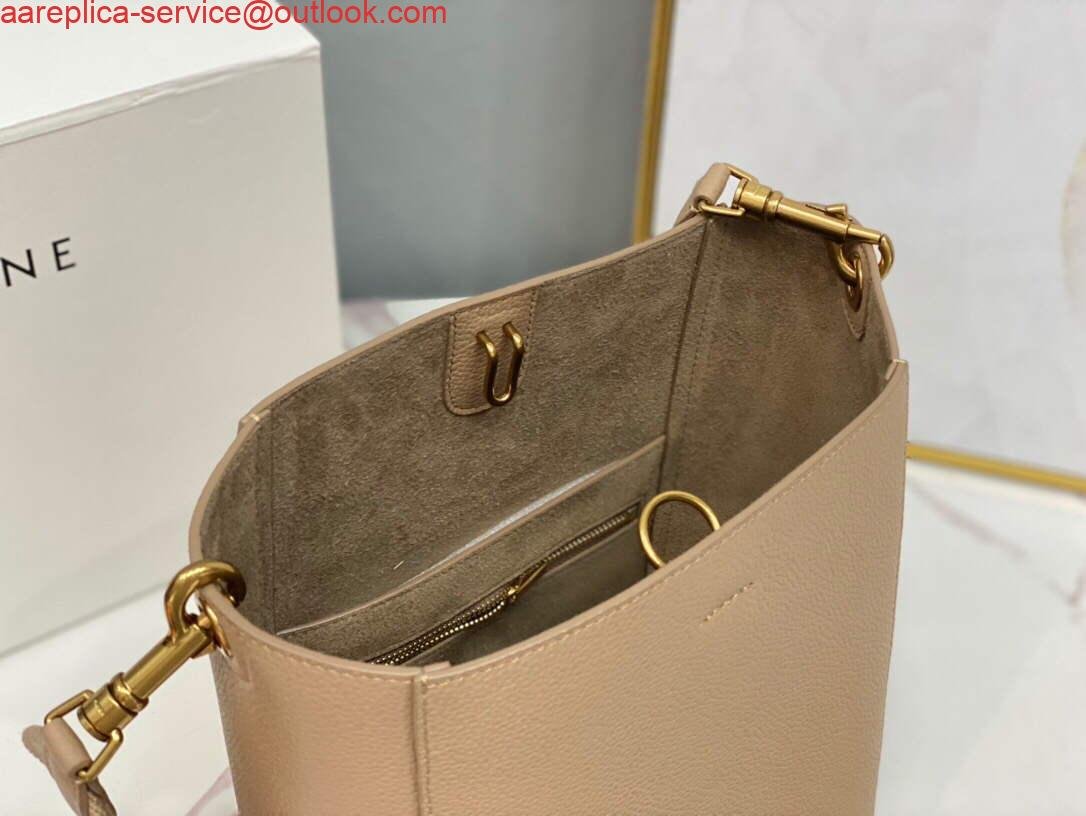 Replica Celine 178303 Sangle Small Bucket Bag in Soft Grained Calfskin Apricot