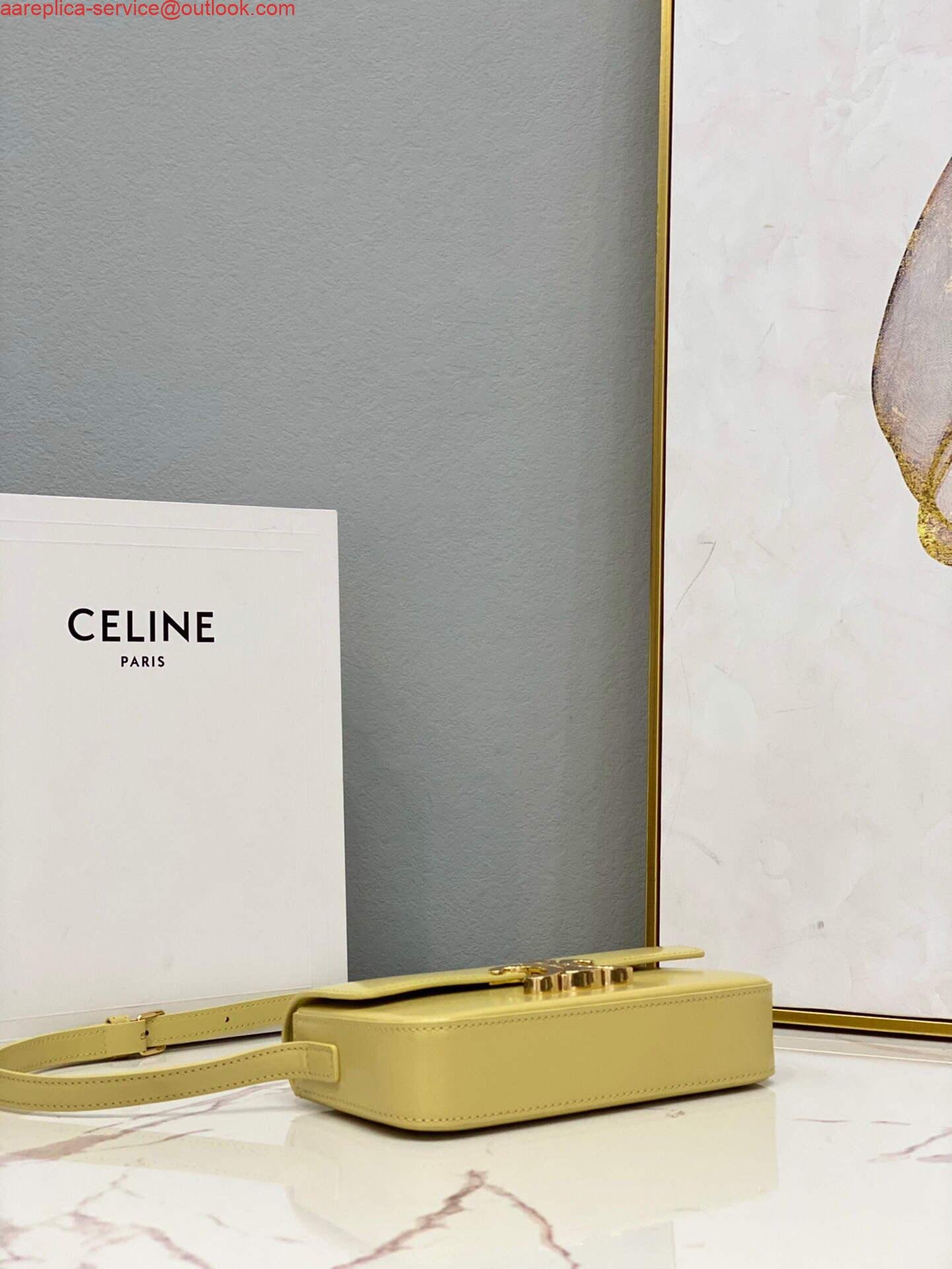 Replica Celine 194143 Triomphe Shoulder Bag in Natural Calfskin Light Yellow