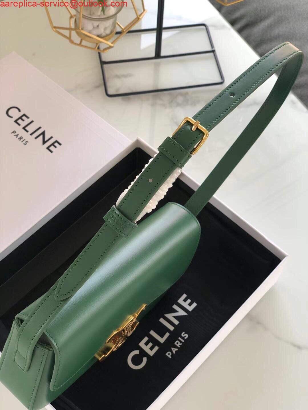 Replica Celine 194143 Triomphe Shoulder Bag in Natural Calfskin Green