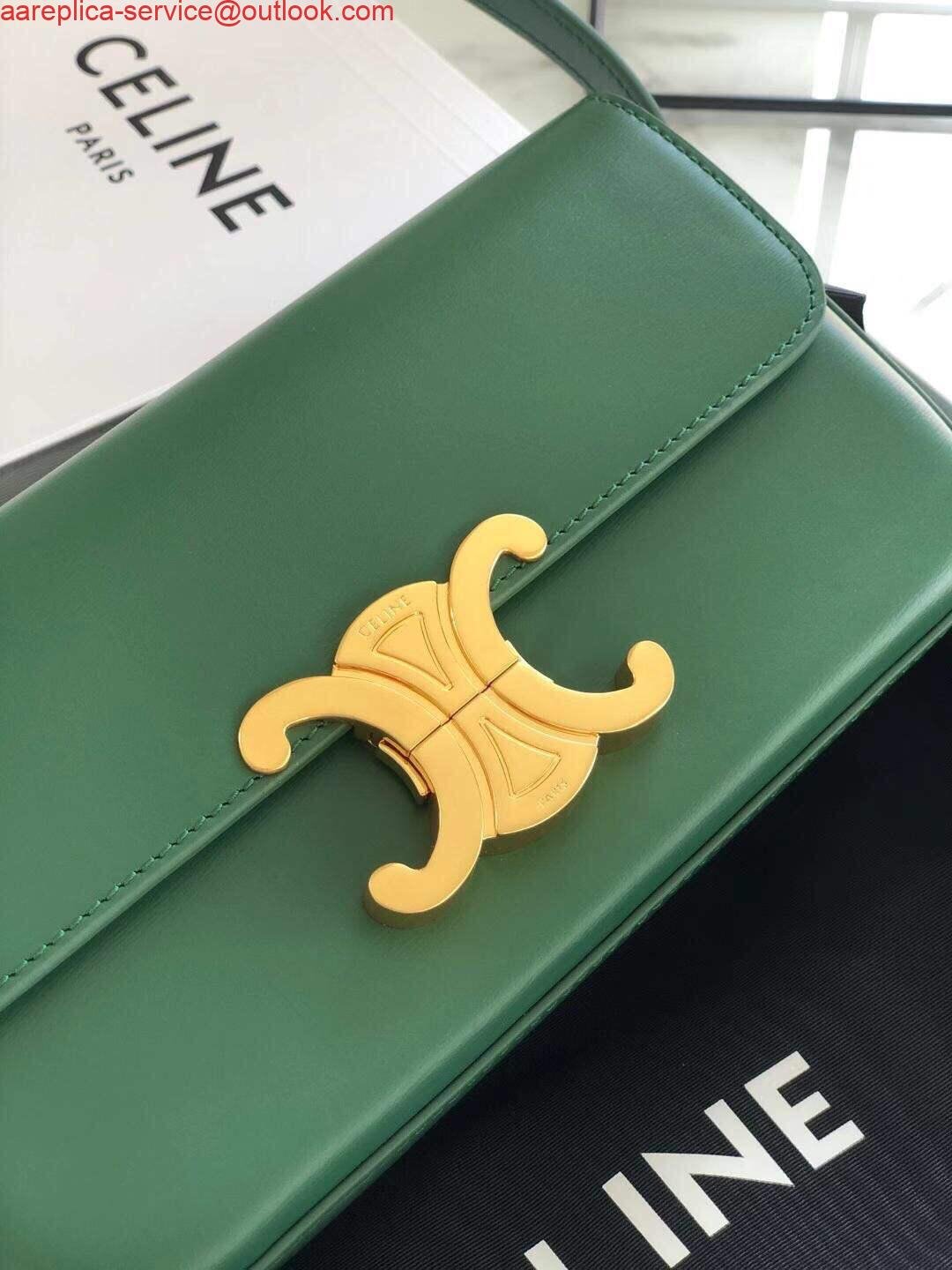 Replica Celine 194143 Triomphe Shoulder Bag in Natural Calfskin Green