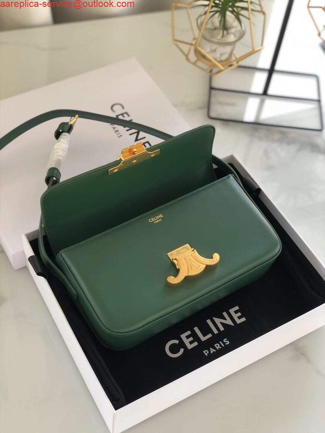 Replica Celine 194143 Triomphe Shoulder Bag in Natural Calfskin Green
