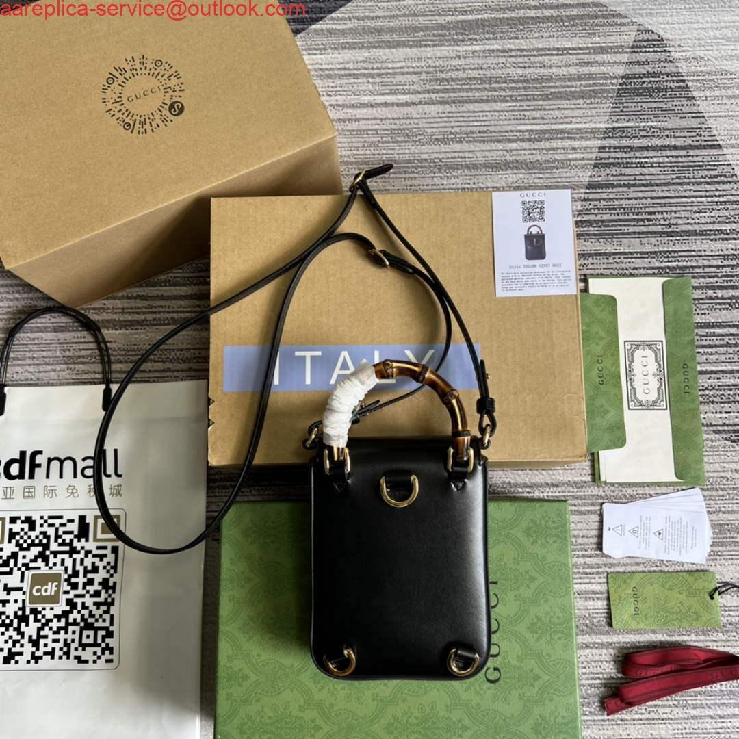 Replica Gucci 702106 Bamboo Mini Handbag Black