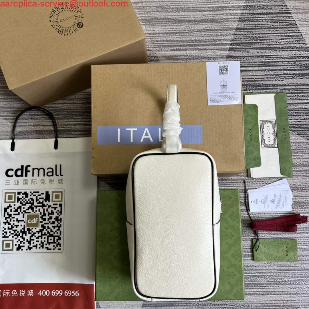 Replica Adidas x Gucci mini top handle bag 702387 White leather