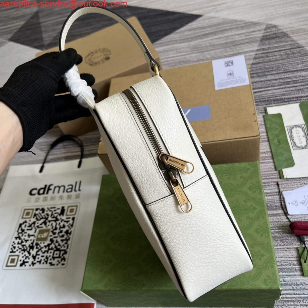 Replica Adidas x Gucci mini top handle bag 702387 White leather