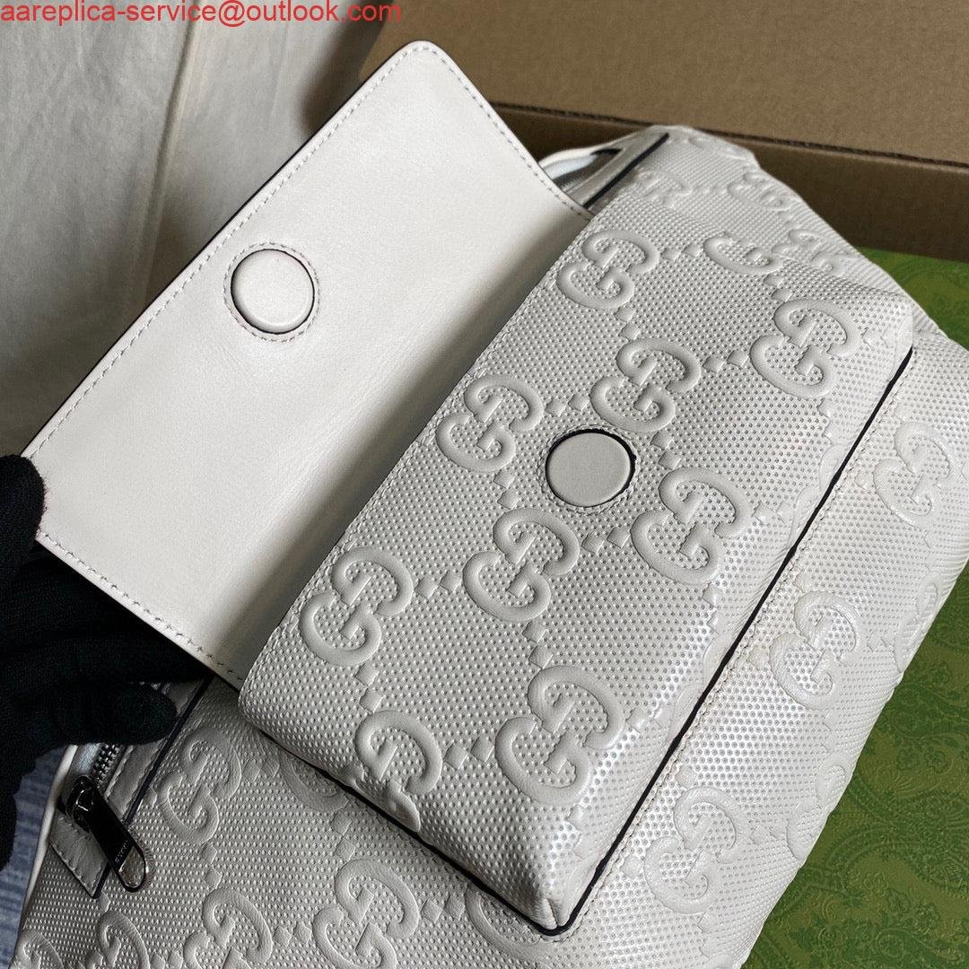Replica Gucci ‎645093 GG embossed belt bag White GG embossed leather