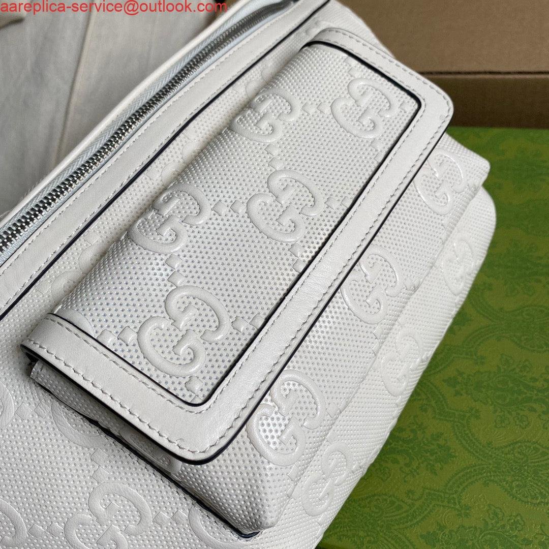 Replica Gucci ‎645093 GG embossed belt bag White GG embossed leather
