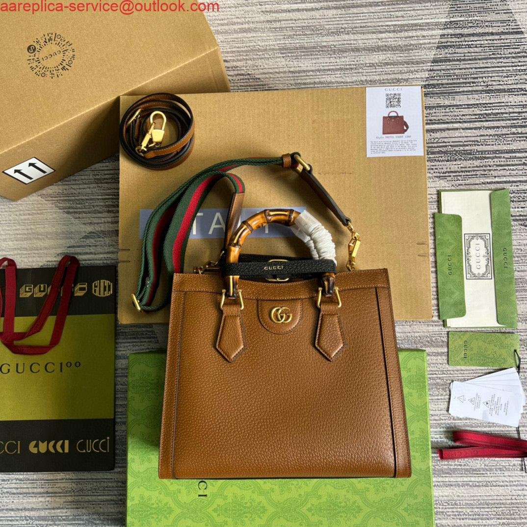 6532a1d1dd653.jpg Replica Gucci 702721 Diana Small Tote Bag Brown leather