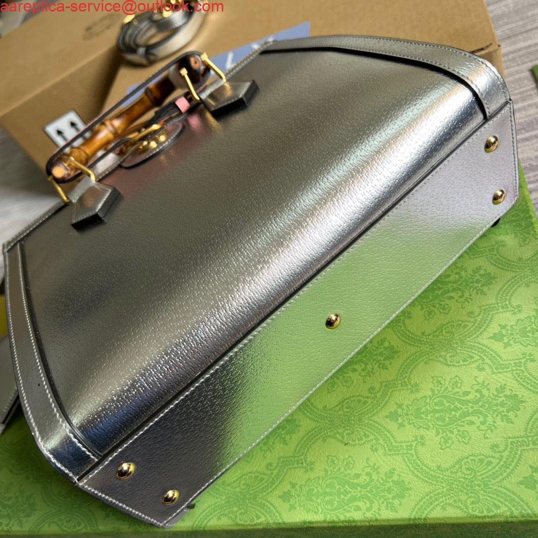 6532a397d9afa.jpg Replica Gucci 702721 Diana Small Tote Bag Silver