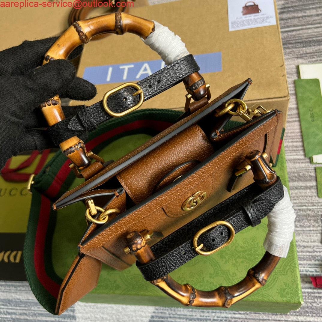 6532a3cb57056.jpg Replica Gucci 702732 Gucci Diana Mini Tote Bag Brown leather