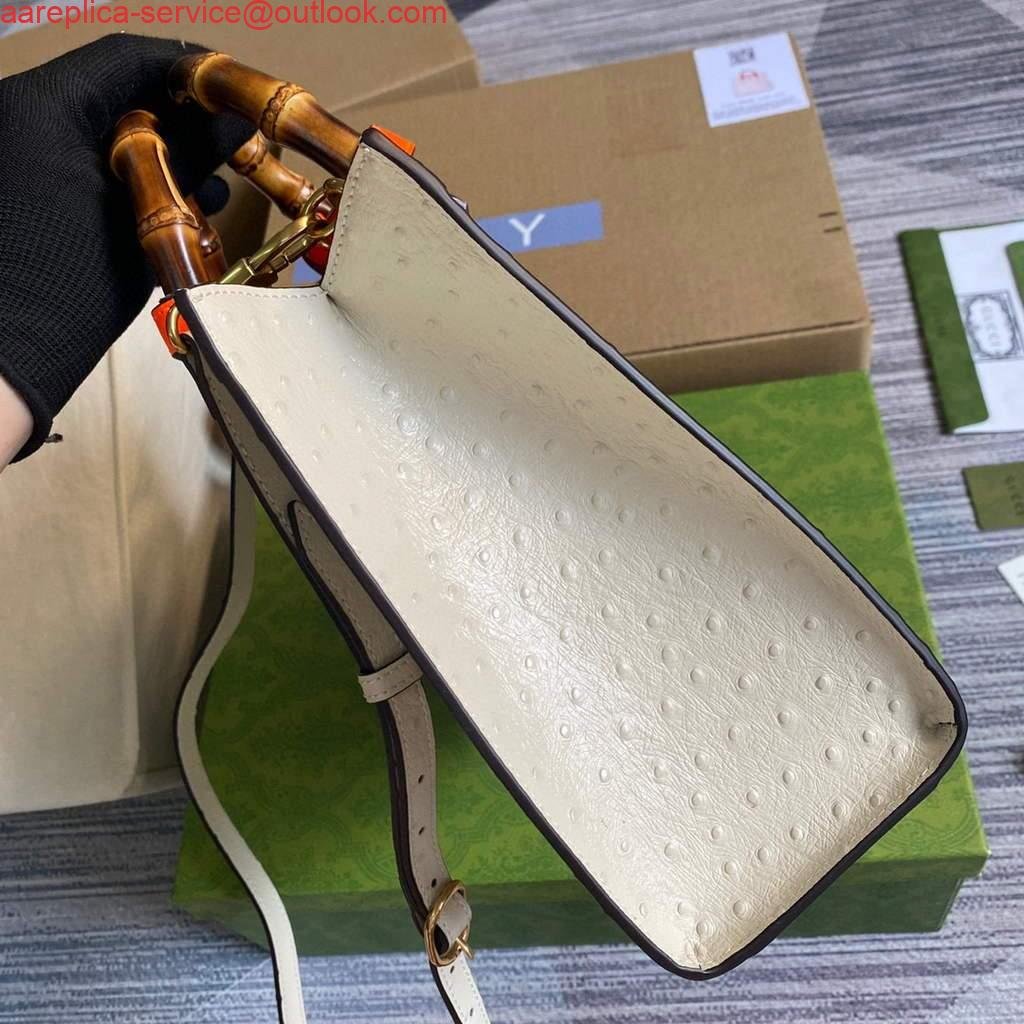 6532aad9b0ce6.jpg Replica Gucci Diana Small Tote Bag Ostrich Top Handle Bag 660195 Beige