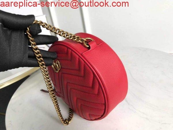 Replica Gucci 550154 GG Marmont Mini Round Shoulder Bag Red