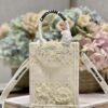 Replica Dior S5555 Mini Dior Book Tote Phone Bag Biege lace flowers S1109