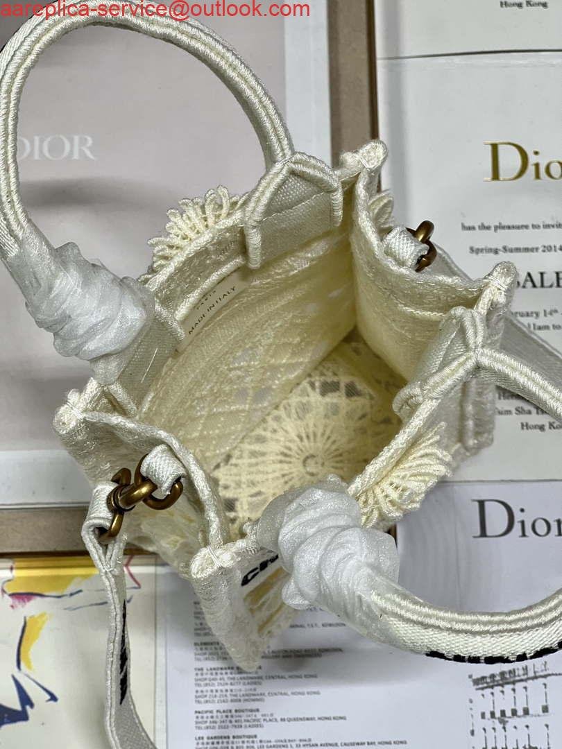 Replica Dior S5555 Mini Dior Book Tote Phone Bag Biege lace flowers S1109