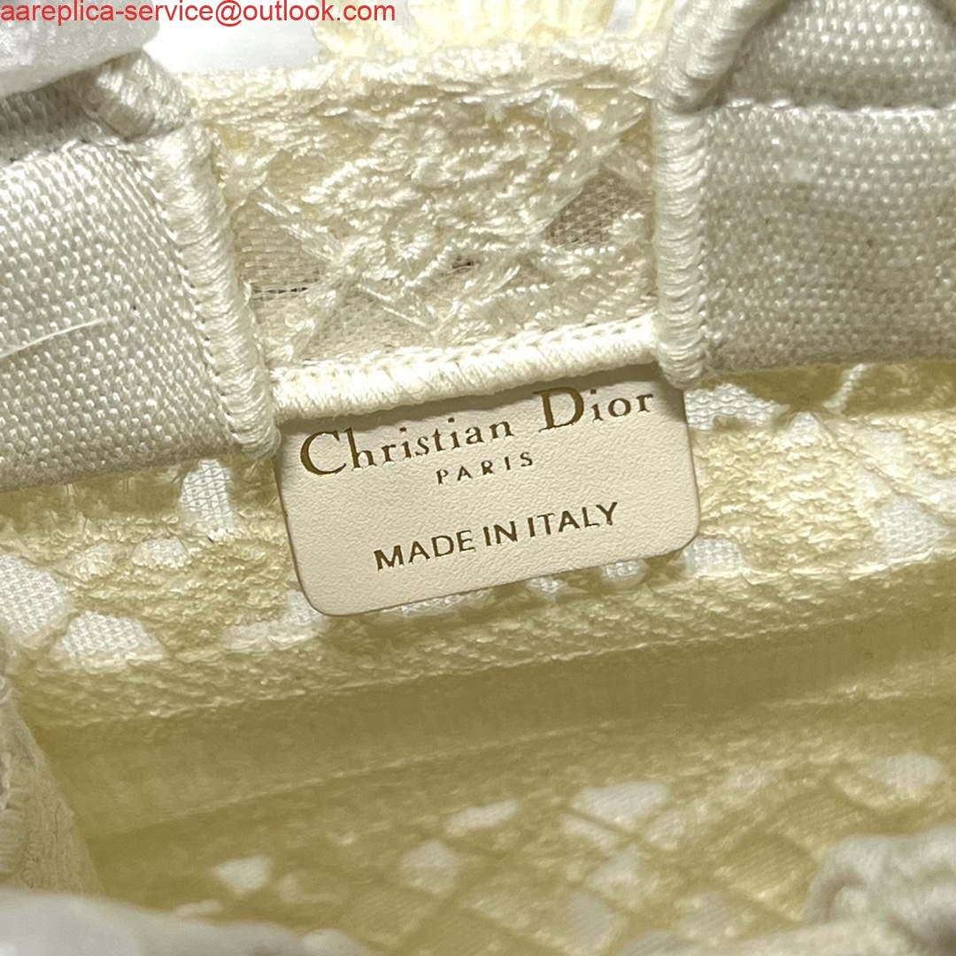 Replica Dior S5555 Mini Dior Book Tote Phone Bag Biege lace flowers S1109