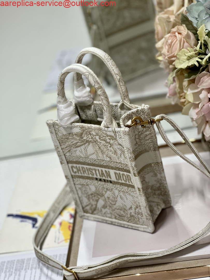 Replica Dior S5555 Mini Dior Book Tote Phone Bag White Eembroidery S1107
