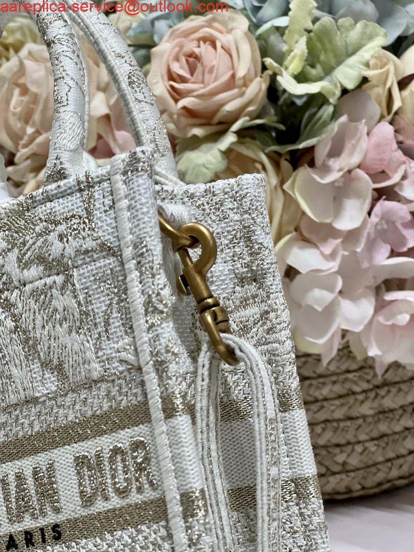 Replica Dior S5555 Mini Dior Book Tote Phone Bag White Eembroidery S1107