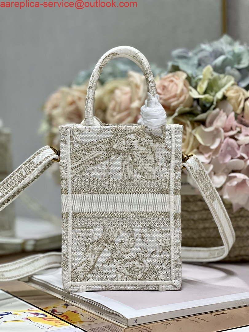 Replica Dior S5555 Mini Dior Book Tote Phone Bag White Eembroidery S1107