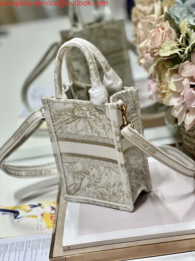 Replica Dior S5555 Mini Dior Book Tote Phone Bag White Eembroidery S1107