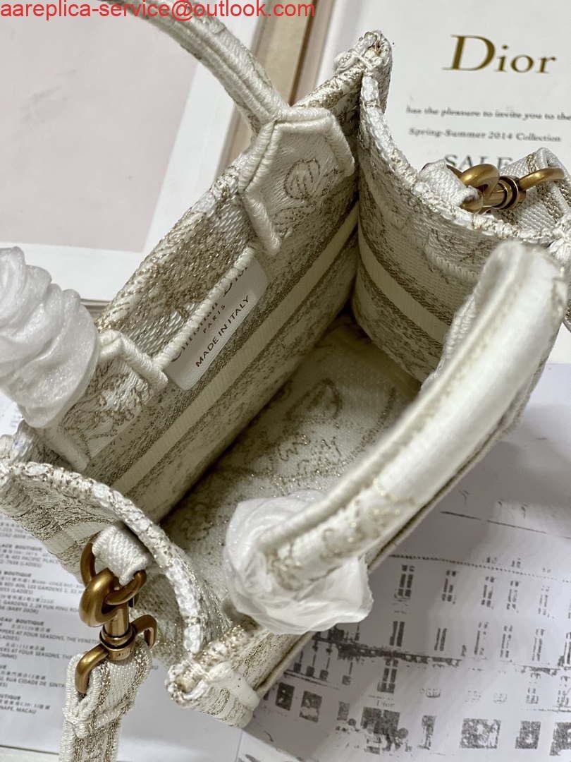 Replica Dior S5555 Mini Dior Book Tote Phone Bag White Eembroidery S1107