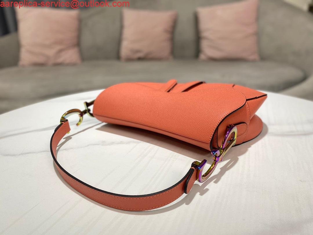 Replica Dior M0446 Dior Saddle Bag Orange Grained Calfskin Purple logo