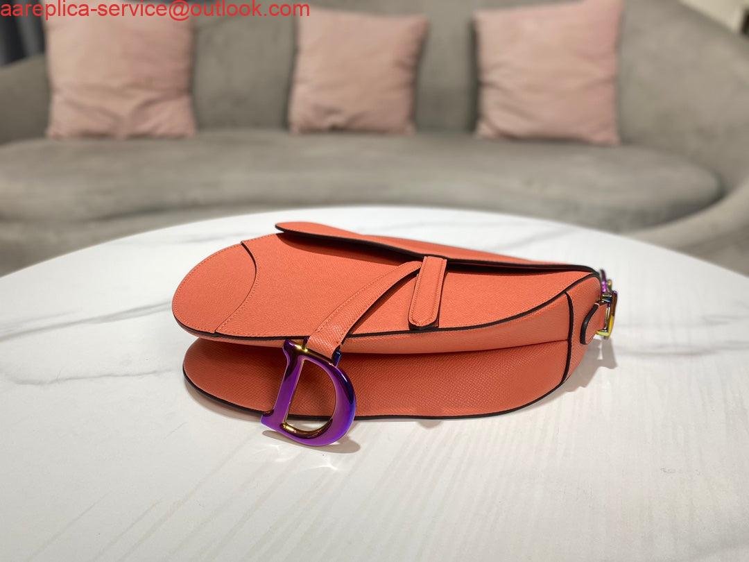 Replica Dior M0446 Dior Saddle Bag Orange Grained Calfskin Purple logo