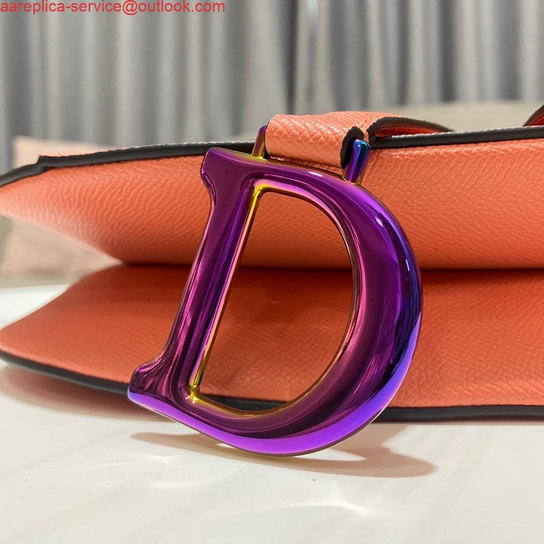 Replica Dior M0446 Dior Saddle Bag Orange Grained Calfskin Purple logo