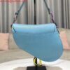 Replica Dior M0446 Dior Saddle Bag Light Blue Grained Calfskin Blue logo