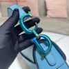 Replica Dior M0446 Dior Saddle Bag Light Blue Grained Calfskin Blue logo