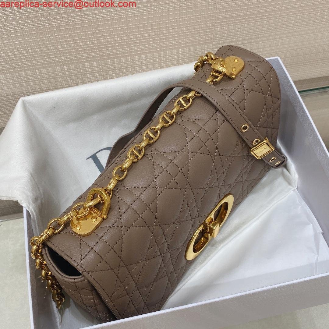 Replica Dior Medium Caro Bag Calfskin M9242 Kakhi