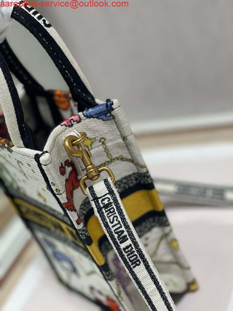 Replica Dior S5555 Mini Dior Book Tote Phone Bag White multicolor Deer embroidery S1105
