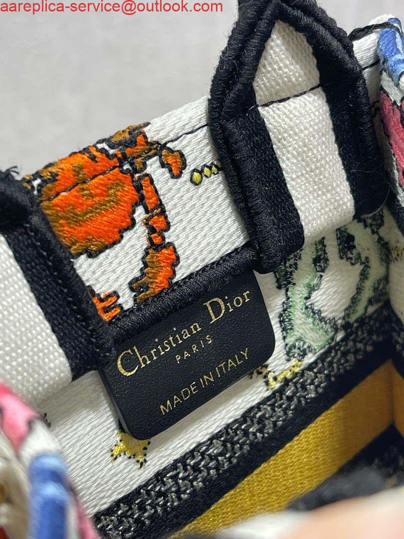 Replica Dior S5555 Mini Dior Book Tote Phone Bag White multicolor Deer embroidery S1105