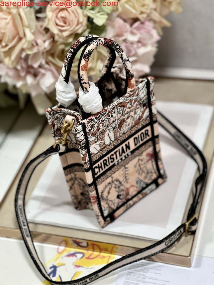 Replica Dior S5555 Mini Dior Book Tote Phone Bag Nude multicolor embroidery S1104