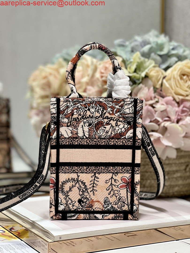 Replica Dior S5555 Mini Dior Book Tote Phone Bag Nude multicolor embroidery S1104