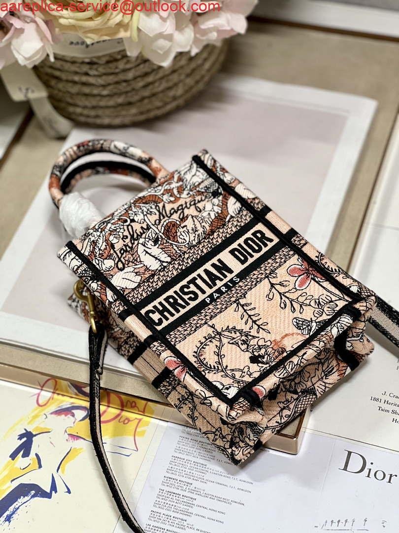 Replica Dior S5555 Mini Dior Book Tote Phone Bag Nude multicolor embroidery S1104
