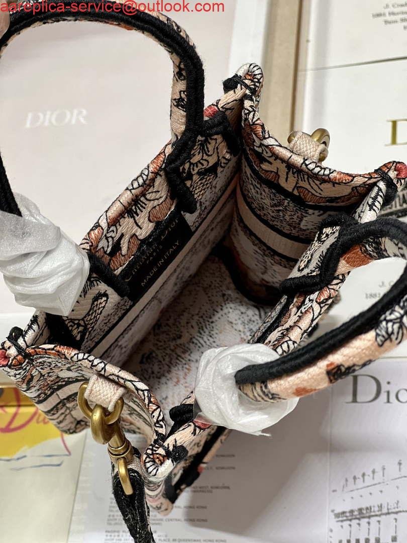 Replica Dior S5555 Mini Dior Book Tote Phone Bag Nude multicolor embroidery S1104