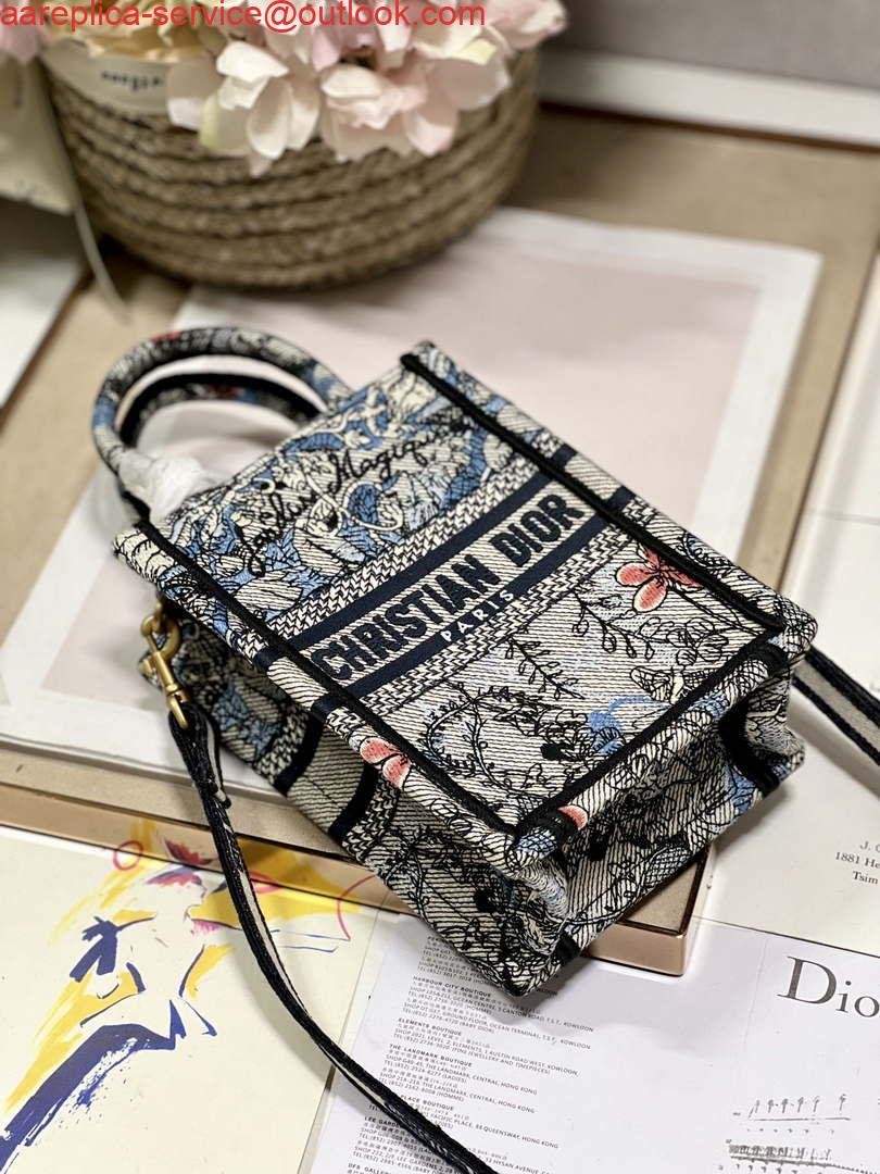 Replica Dior S5555 Mini Dior Book Tote Phone Bag Blue multicolor embroidery S1102