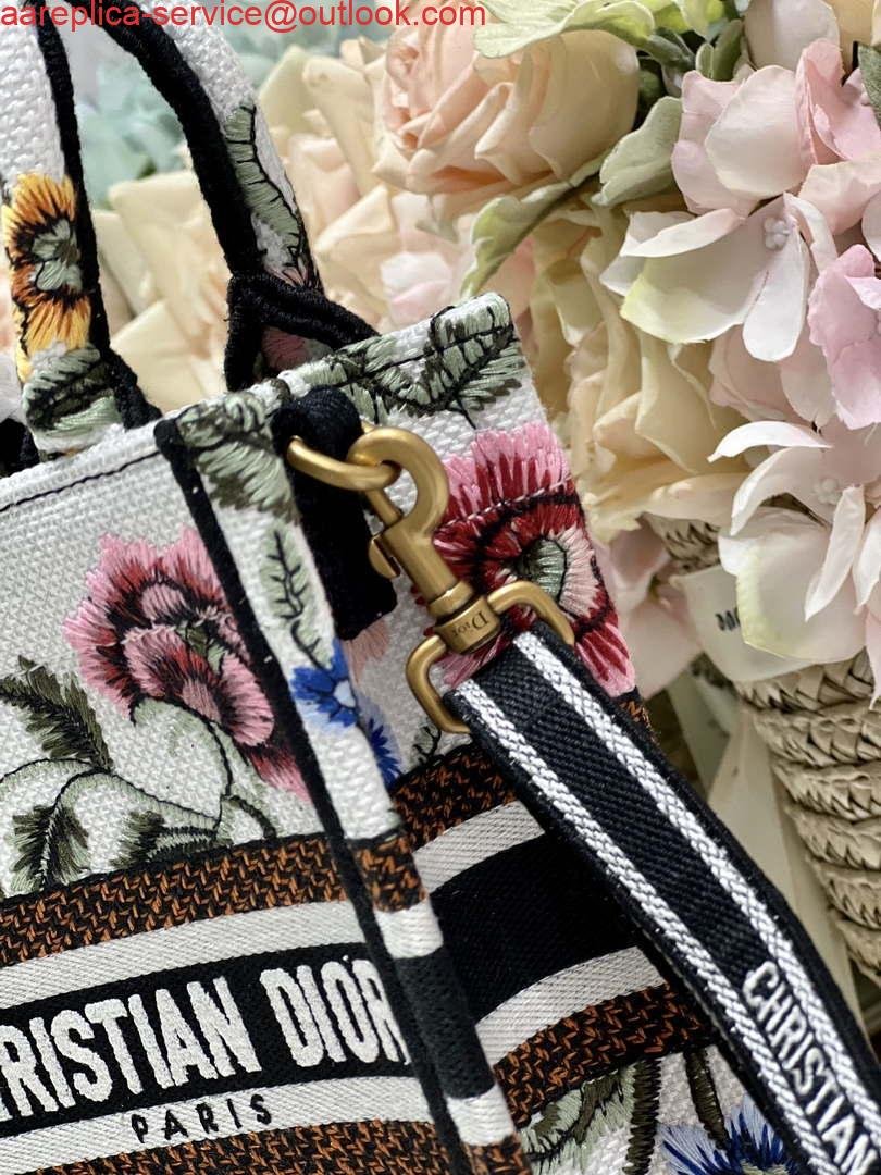 Replica Dior S5555 Mini Dior Book Tote Phone Bag White multicolor embroidery S1101