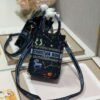 Replica Dior S5555 Mini Dior Book Tote Phone Bag black multicolor petites fleurs embroidery