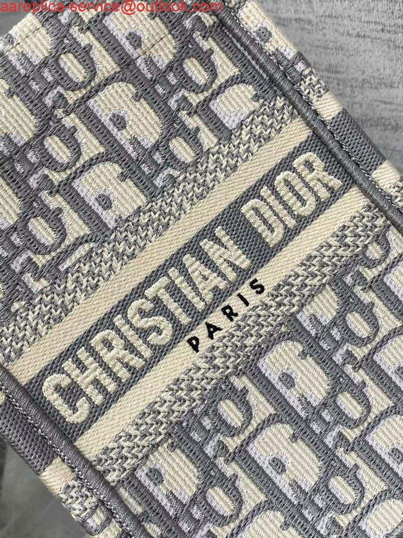 Replica Dior S5555 Mini Dior Book Tote Phone Bag Gray Dior Oblique Embroidery